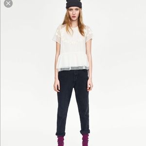 Zara- Dotted mesh Top
